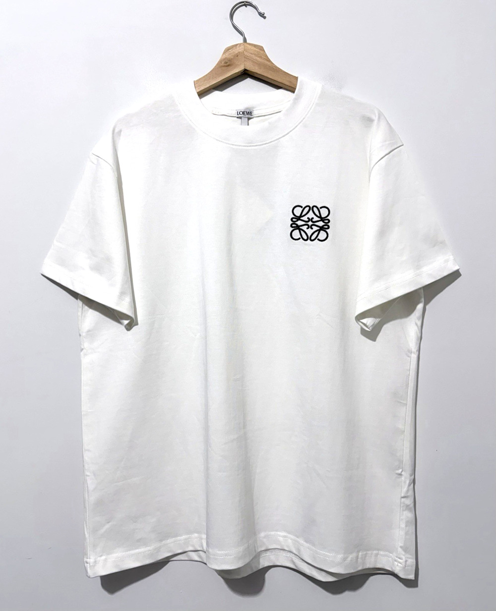 Loewe Anagram Mens T Shirt L Cotton White Short Sleeve Embroidered Logo NWT